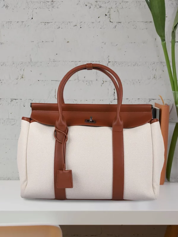 Canvas & Leather Tote Bag - Image 2