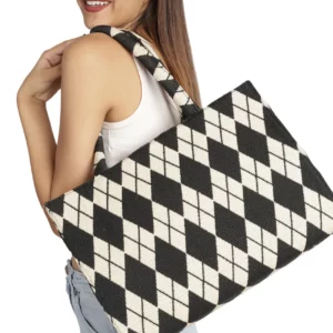Black & White Checkered Shoulder Bag