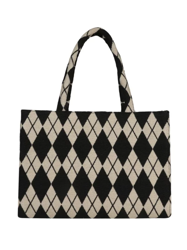 Black & White Checkered Shoulder Bag - Image 2